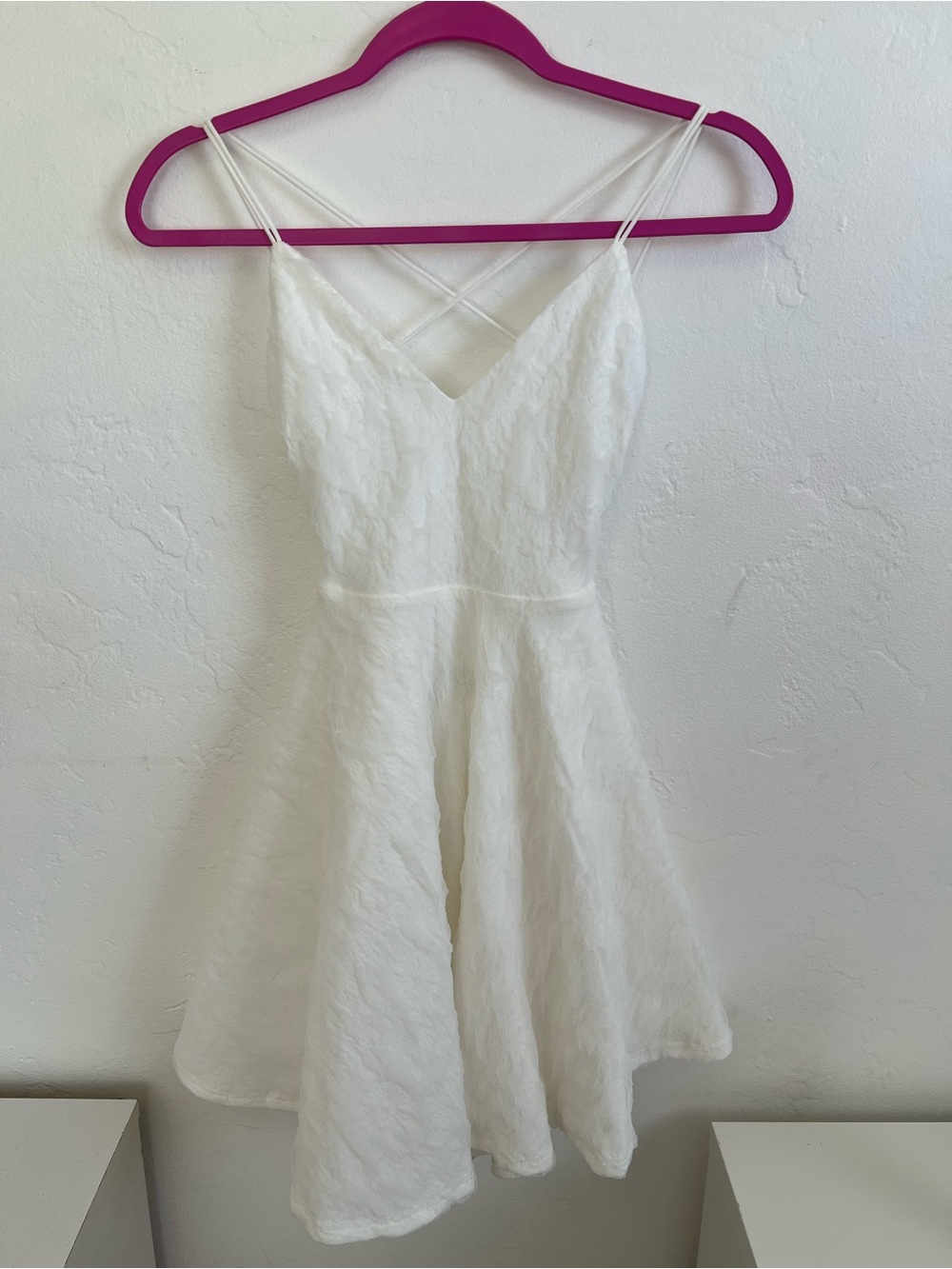 White Spaghetti Strap Fit-and-Flare Dress